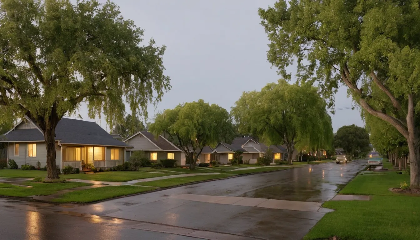 Mature trees lining a quiet residential street in Andover